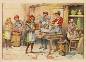 Kis munkások: A fazekasok (színes litográfia) alkotó: Evelyn Stuart Hardy