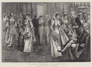 A királynő szalonja, Buckingham-palota, Jelenet a zöld szalonban bemutató után