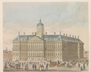 Királyi palota a Dam téren, 1810-1813 körül Vue du Palais Roijal, et de la Place le Dam (cím a tárgyon)