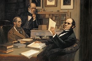 Joseph Hooker (1817-1911), Charles Lyell (1797-1875) és Charles Robert Darwin (1809-82) alkotó: Evstafieff
