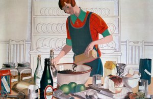 A Birodalom karácsonyi puding készítése c. 1920-as évek színes litográfia alkotó: FC Harrison