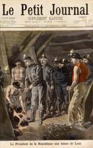 Felix Faure (1841-99) köztársasági elnök, a lensi bányákban, a Le Petit Journalból, 1898. december 11.