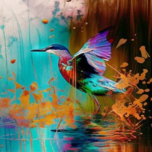 Absztrakt Bird vásznon eladó, Claude Monet festmény inspiráció alkotó: F. Abderrahim