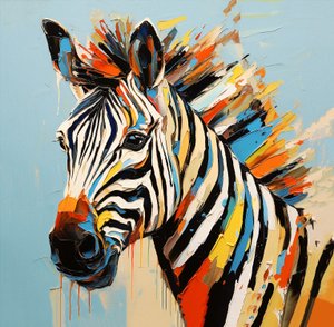Abstract savanna animal zebra portrait, full color painting , Wall Art | Canvas Prints