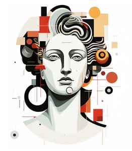 Absztrakt apolló feje kubizmus picasso stílusban, fali művészeti nyomat alkotó: F. Abderrahim