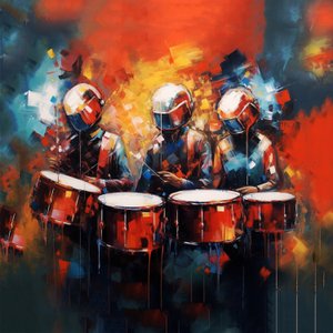 Zenészek dobosok dobolnak, rockzene, nyomtatható digitális művészet alkotó: F. Abderrahim