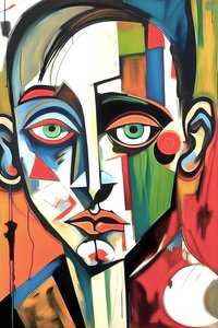 Szomorú portré festmény vászonra, Wall Art dekoráció | Vászon nyomatok alkotó: F. Abderrahim