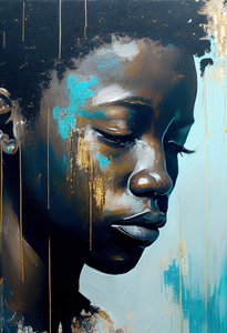 Absztrakt fiatal afrikai férfi vásznon, Wall Art nyomatok alkotó: F. Abderrahim