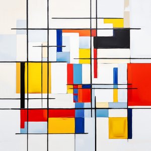 absztrakt Piet Mondrian festmény stílus, nappali fali dekoráció ötlet alkotó: F. Abderrahim