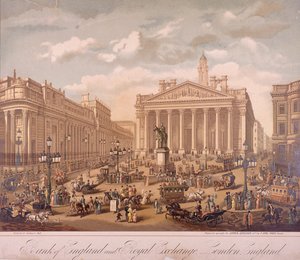 Bank of England és Royal Exchange, London, 1860 alkotó: F Appel