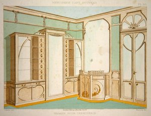 Egy ingszabó műhely belső kialakítása, 1900 körül megjelent "Menuiserie d