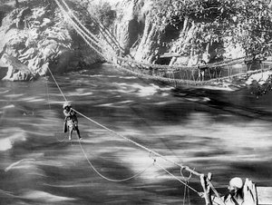 Kötélhíd, Jhelum Valley, Kasmír, India, 1900 körül.
