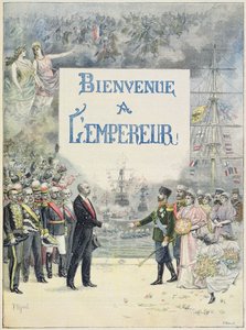 Üdvözöljük Oroszország császára és császárné oldalán, illusztráció a Le Petit Journal illusztrált mellékletéből, 1896. október 4. (színes litó) alkotó: F. L. and L. Royer Meaulle