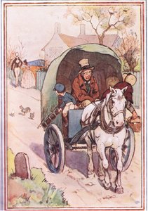 Ahogy távolodtak, anyja kiszaladt a kapun, illusztráció David Copperfieldtől, 1914