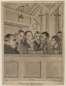 Zsoltáréneklés, 1822. augusztus 9. (toll, ecset és tinta papíron) alkotó: F. P. Fulcher