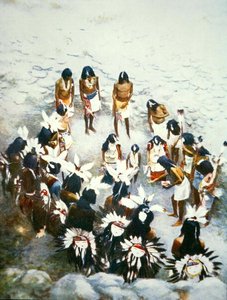 Lenya ceremónia, Walpi Pueblo, 1900 körül (színes litó) alkotó: F. Seth