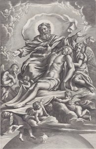 A Szentháromság, középen a halott Krisztussal, angyalokkal körülvéve, az Atyaisten, ..., 1650-90. alkotó: F. de Louvement