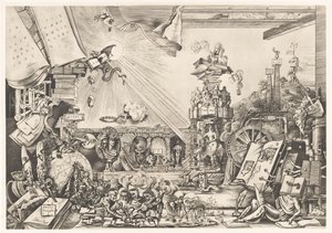 Szürrealista teljesítmény Librorum Triumphus (cím a tárgyon) alkotó: Fabius von Gugel (signed by artist)