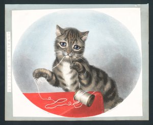 Mindig a Mischiefnél – viktoriánus üdvözlőlap (chromolitho) alkotó: Fanny Corbaux