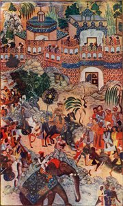 A nagy Akbar császár belép a városába államban, 1572, 1590-1595, c1930.