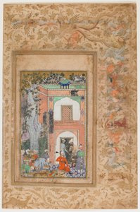 <em> Babur szórakozik Ibrahim Lodi szultán palotájában </em> egy <em>Baburnamából</em>