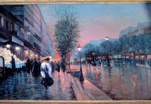 Kilátás a párizsi Grands Boulevardsra Fausto Giusto festménye (XX. század). 1900 Magángyűjtemény alkotó: Fausto Giusto