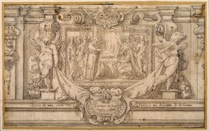 A húsvét (toll és barna tinta barna mosással fehér papíron) alkotó: Federico (studio of) Zuccaro
