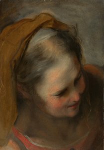 Egy öregasszony feje jobbra lent néz alkotó: Federico Barocci
