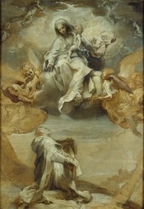 Guzman Szent Domonkos rózsafüzért kap, c1588 alkotó: Federico Barocci