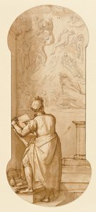 Taddeo a Sixtus-kápolnában Michelangelo „Utolsó ítéletét” rajzolja alkotó: Federico Zuccaro