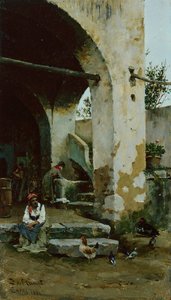 Farmyard jelenet (olaj a panelen)