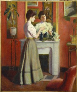 Nő a tükör előtt par Zandomeneghi, Federico (1841-1917). Olaj, vászon, mérete: 65x55 alkotó: Federigo Zandomeneghi