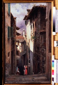 ""Scene de rue a Bellagio en Italie"" Peinture de Feodor Andreyevich Bronnikov (1827-1902) 1875 State Tretyakov Gallery, Moscou alkotó: Fedor Andreevich Bronnikov