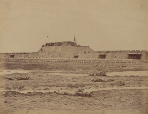 Az északi erőd hátulja elfoglalása után, a kínai hadsereg visszavonulását mutatja be, 1860. augusztus 21. alkotó: Felice Beato