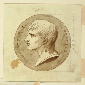 Bonaparte Napóleon kitüntetése, mint az Olasz Köztársaság elnöke, verso; Hebe halhatatlanságot ad Herkules szekérének