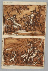 Aeneas és Achates Dido előtt; Aeneas és Dido szerelme alkotó: Felice Giani