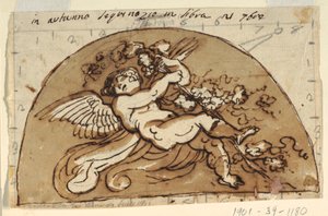 Ősz, Lunette a Sala Ottagonale mennyezetéért, Palazzo Milzetti, Faenza alkotó: Felice Giani