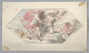 Rajz, Apolló és Daphne, 1796-98 alkotó: Felice Giani