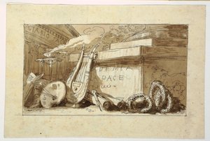 Rajz, emlékmű egy Accademia della Pace számára, 1810-20 alkotó: Felice Giani