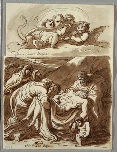Négy putti muzsikál, tanulmány Lodovico Carracci után; Krisztus, Tanulmány Massari után alkotó: Felice Giani
