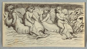 Frieze delfinekkel és puttóval alkotó: Felice Giani