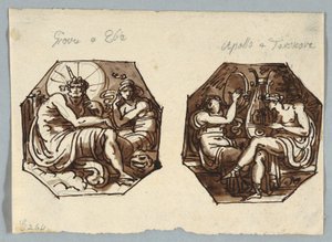 Jupiter és Hebe, Apolló és Terpsichore. alkotó: Felice Giani