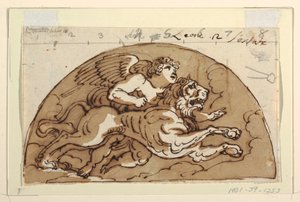 Leo, Lunette for Ceiling, Nyolcszögletű szoba, Palazzo Milzetti, Faenza alkotó: Felice Giani