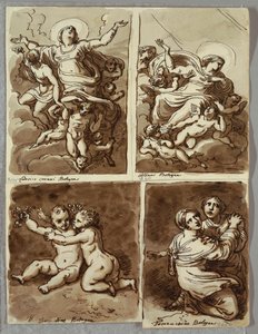 Lunette Szent Péterrel és Szent Pál Szent Mátéval és Ézsaiás prófétával, Tanulmányozás Sebastiano del Piombo után alkotó: Felice Giani