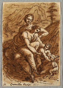 Madonna és gyermek Szent Annával és Báránysal, Leonardo után alkotó: Felice Giani