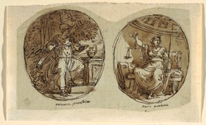 Minerva, boltíves mennyezet kialakítása, Sala dei Legislatori, Palazzo Conti-Sinibaldi, Faenza alkotó: Felice Giani
