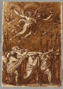 Az apostolok, akik a Szűzanya testét a sírhoz viszik, Tanulmány Lodovico Carracci nyomán alkotó: Felice Giani