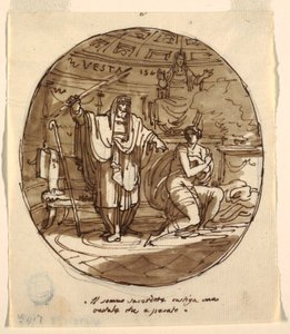 A főpap megbünteti a Vesta-szüzet, a Numa Pompilius terme, Palazzo Milzetti, Faenza alkotó: Felice Giani