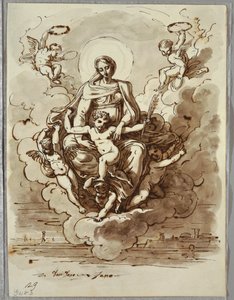 A Madonna és a gyermek a dicsőségben, Tanulmány Dosso Dossi nyomán alkotó: Felice Giani