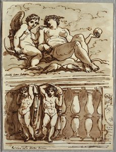 Vénusz és Ámor, Tanulmány Annibale Carracci után alkotó: Felice Giani